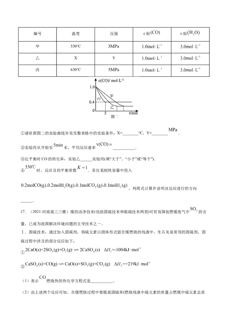 专题14化学反应原理综合-2021年高考真题和模拟题化学分项汇编（原卷版）_05高考化学_新高考复习资料_2022年新高考资料_2021年高考真题和模拟题化学分项汇编（全国通用）