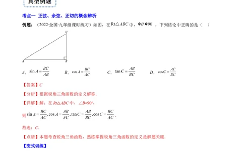 专题01锐角三角形函数和特殊角的三角函数值(解析版)（重点突围）_北师大初中数学_9上-北师大版初中数学_06专项讲练