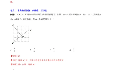 专题01锐角三角形函数和特殊角的三角函数值(解析版)（重点突围）_北师大初中数学_9上-北师大版初中数学_06专项讲练