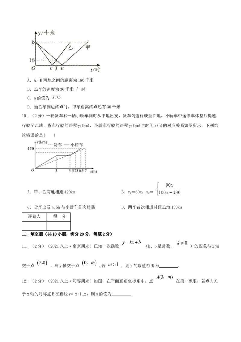 专题06一次函数的图像（原卷版）_北师大初中数学_8上-北师大版初中数学_旧版_06专项讲练_挑战压轴题2022-2023学年八年级数学上册压轴题专题精选汇编（北师大版）