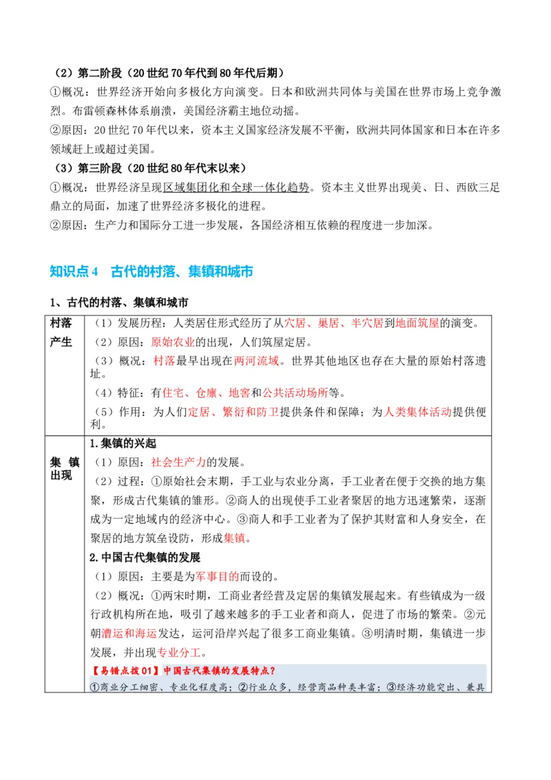 专题17++社会生活（商贸、城镇、交通和医疗卫生）+-2025年高考历史一轮复习知识清单_07高考历史_新高考复习资料_2025年新高考复习_2025年高考历史一轮复习知识清单