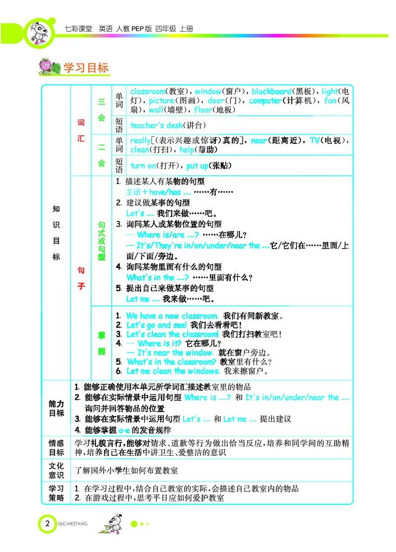 人教PEP版英语四年级上册教材全解_26春四年级上下册人教版_四上英语合集人教版PEP英语四年级上册新教材（教学视频+课件+动画+音频+练习+教案）_17练习资料_《教材全解》