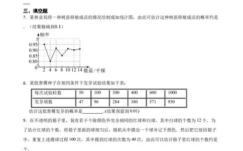 3.2频率的稳定性（培优）（含答案）_北师大初中数学_7下-北师大版初中数学_7下-初中数学北师大版（2025春季新版）持续更新_6.习题试卷_同步练习_第1套（齐全）