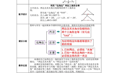4.3第3课时利用&ldquo;边角边&rdquo;判定三角形全等教案_北师大初中数学_7下-北师大版初中数学_7下-初中数学北师大版（旧版）赠送_01课件+教案+学案新课标_教案_4.BS七下第四章三角形