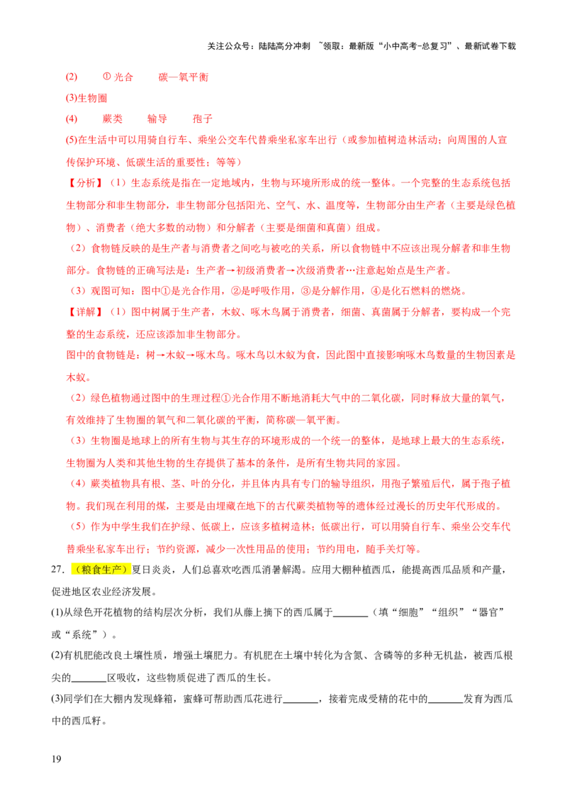 题型04热点情景（测试）（解析版）_02中考总复习（2026版更新中）_08-生物-中考总复习_2025中考复习资料_2025中考二轮课件ppt+讲义+练习生物_测试