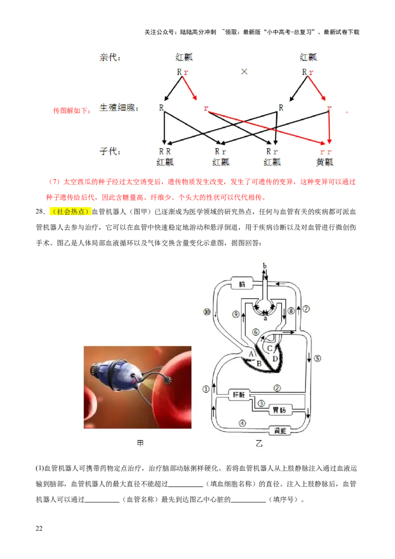 题型04热点情景（测试）（解析版）_02中考总复习（2026版更新中）_08-生物-中考总复习_2025中考复习资料_2025中考二轮课件ppt+讲义+练习生物_测试