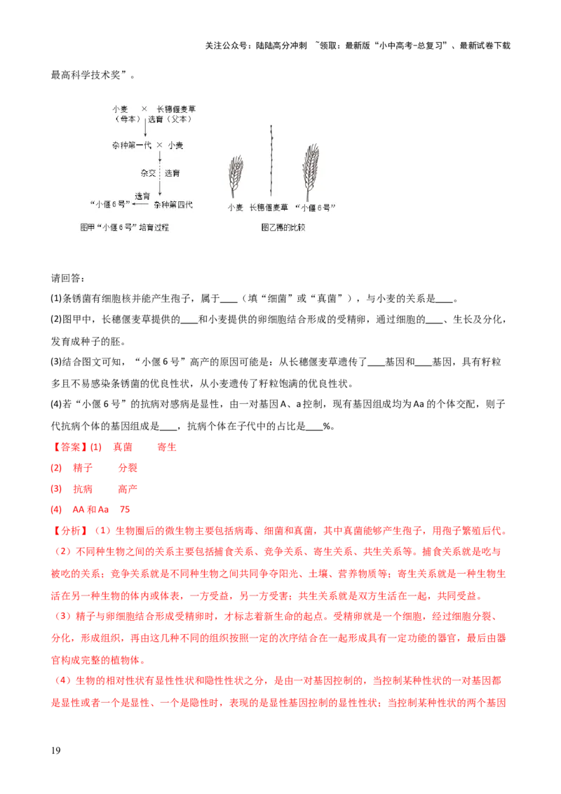 题型06热点情景题解题技巧（解析版）_02中考总复习（2026版更新中）_08-生物-中考总复习_2025中考复习资料_2025年中考生物答题方法模板