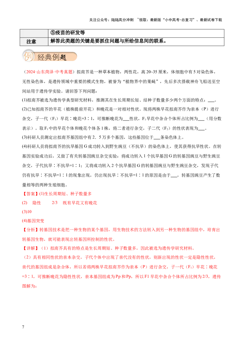 题型06热点情景题解题技巧（解析版）_02中考总复习（2026版更新中）_08-生物-中考总复习_2025中考复习资料_2025年中考生物答题方法模板