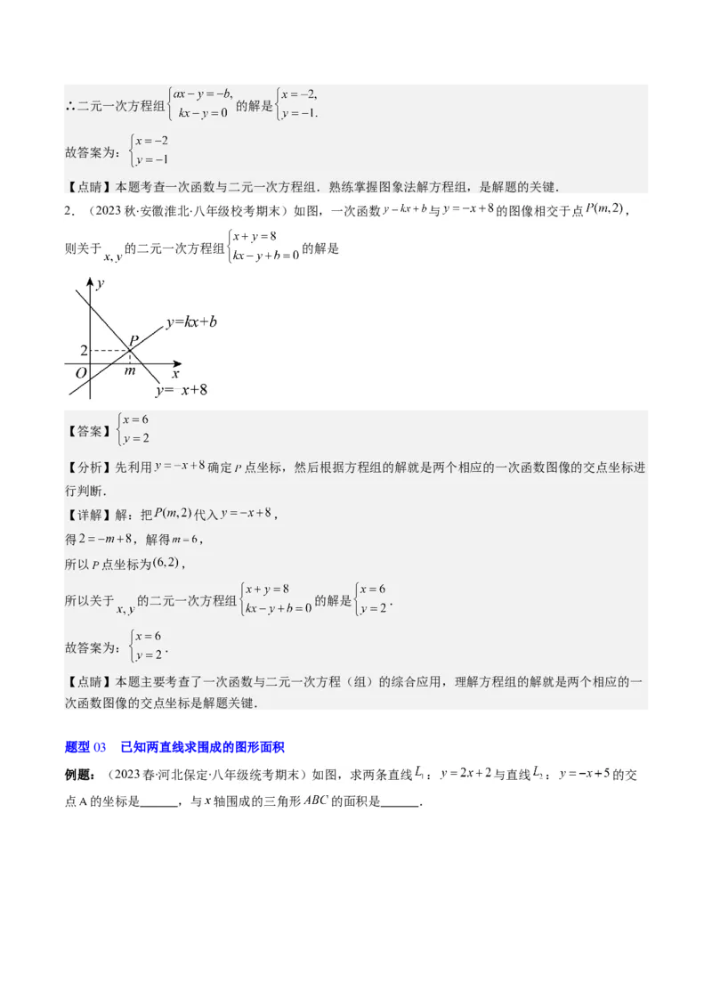 5.4讲二元一次方程组与一次函数、用二元一次方程组确定一次函数的表达式(5类热点题型讲练)（解析版）_北师大初中数学_8上-北师大版初中数学_旧版