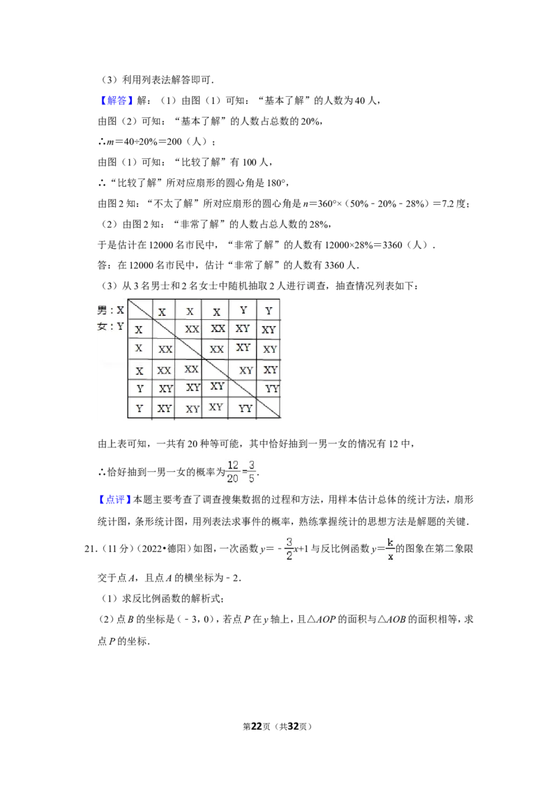2022年四川省德阳市中考数学试卷（解析版）_北师大初中数学_9下-北师大版初中数学_05习题试卷_6中考真题_2022各地中考真题