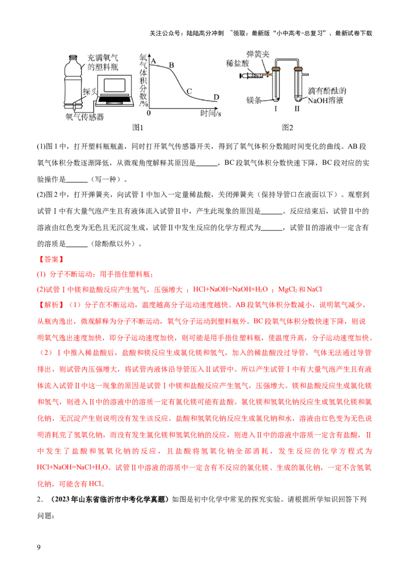 专题09构成物质的微粒元素（练习）-2024年中考化学一轮复习讲练测（全国通用）（解析版）_02中考总复习（2026版更新中）_05-化学-中考总复习_2024年中考复习资料_一轮复习资料