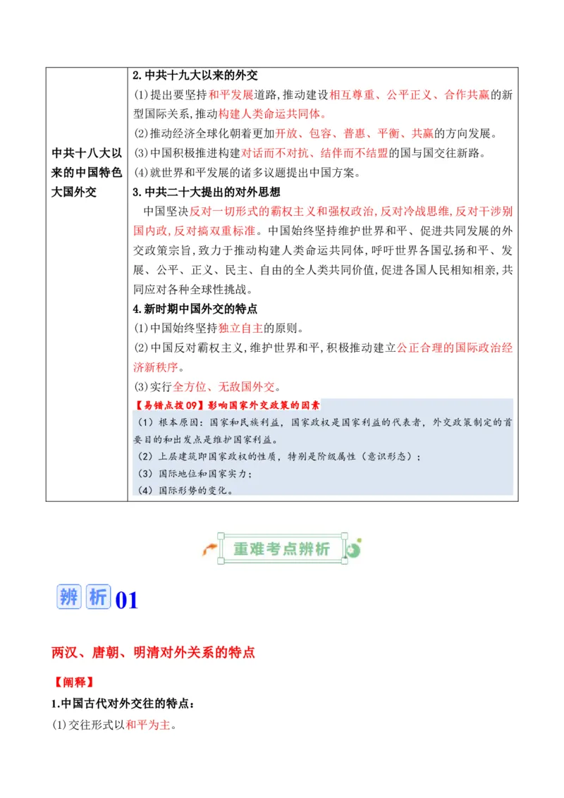 专题14++民族关系国家关系+-2025年高考历史一轮复习知识清单_07高考历史_2025年新高考资料_一轮复习_2025年高考历史一轮复习知识清单（完结）