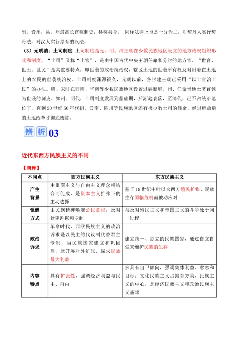 专题14++民族关系国家关系+-2025年高考历史一轮复习知识清单_07高考历史_2025年新高考资料_一轮复习_2025年高考历史一轮复习知识清单（完结）