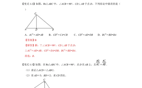 专项10相似三角形-射影定理综合应用（解析版）_北师大初中数学_9下-北师大版初中数学_06专项讲练_2022-2023学年九年级数学全册高分突破必练专题（北师大版）