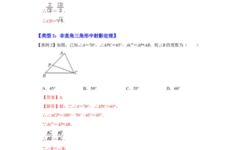 专项10相似三角形-射影定理综合应用（解析版）_北师大初中数学_9下-北师大版初中数学_06专项讲练_2022-2023学年九年级数学全册高分突破必练专题（北师大版）
