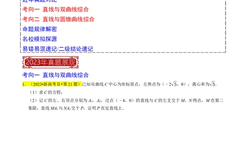专题15圆锥曲线综合（原卷版）_02高考数学_新高考复习资料_2024年新高考资料_专项复习资料_完2023年高考真题题源解密（新高考）