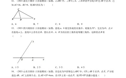 专题1.1-2等腰三角形与直角三角形（测试）-简单数学之八年级年级下册同步讲练（原卷版）（北师大版）_北师大初中数学_8下-北师大版初中数学_旧版-可参考_06专项讲练