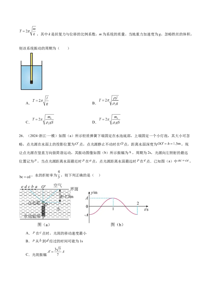 专题15机械振动与机械波（练习）（原卷版）_03高考英语_2025年新高考资料_二轮复习_01高考语文等多个文件_上好课2025年高考物理二轮复习讲练测（新高考通用）