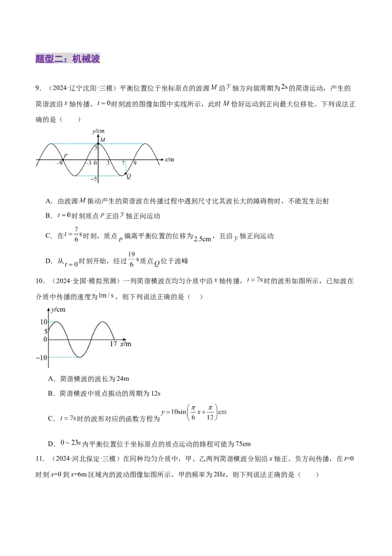 专题15机械振动与机械波（练习）（原卷版）_03高考英语_2025年新高考资料_二轮复习_01高考语文等多个文件_上好课2025年高考物理二轮复习讲练测（新高考通用）
