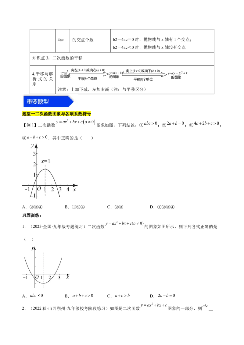 第二十二章二次函数（知识归纳+题型突破）（八大题型，100题）（学生版）-（人教版）_初中数学_九年级数学上册（人教版）_知识点汇总-U105_2024版