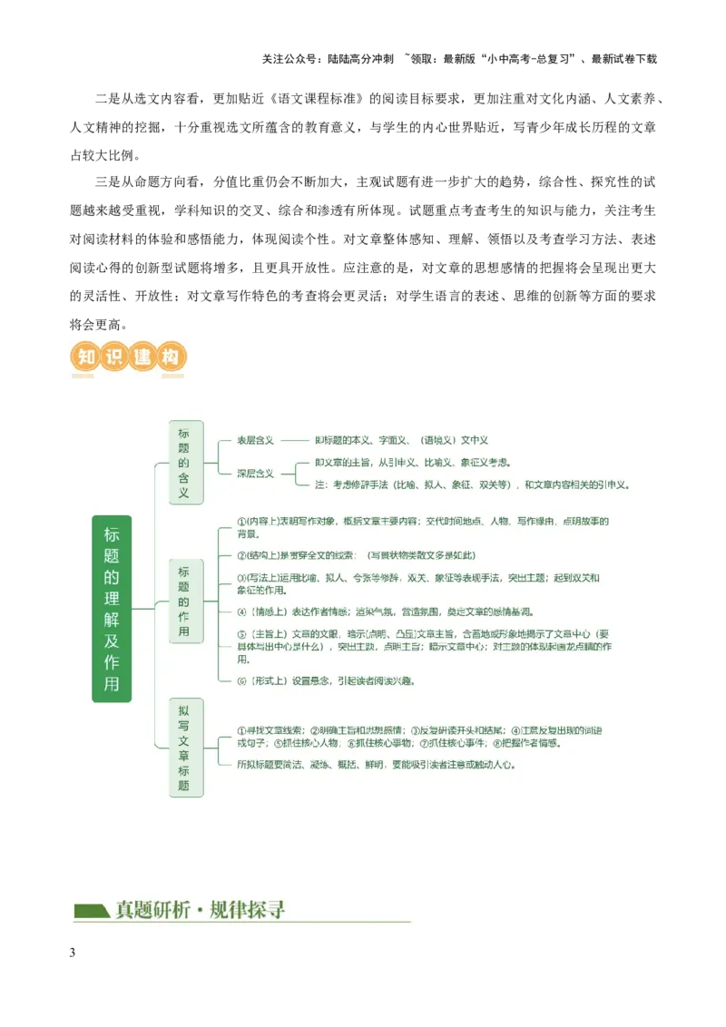 专题18标题的作用与含义（讲练）-2024年中考语文二轮复习讲练测（全国通用）（原卷版）_02中考总复习（2026版更新中）_01-语文-中考总复习_2024年中考资料_二轮复习_讲义