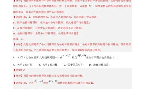 3.3中心对称（分层练习）（解析版）_北师大初中数学_8下-北师大版初中数学_旧版-可参考_02课件_精品课件（第1套）_练习