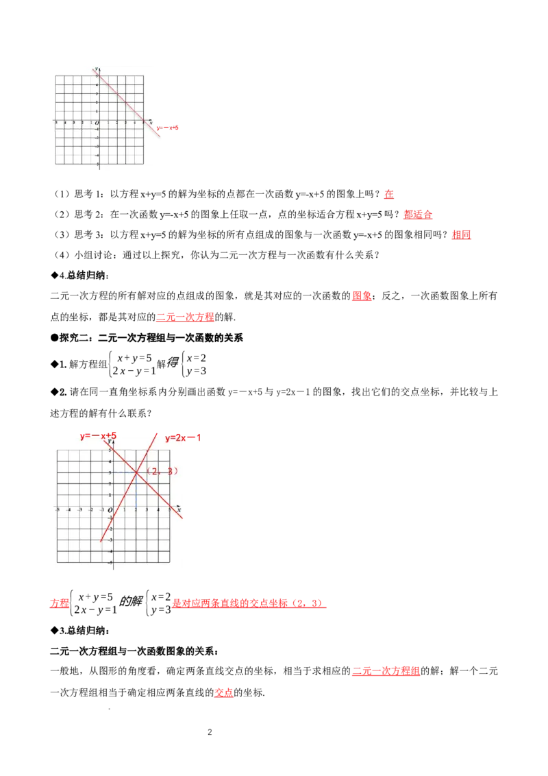 5.4二元一次方程组与一次函数（第1课时二元一次方程与一次函数）（导学案）（解析版）_北师大初中数学_8上-北师大版初中数学_初中数学北师大8上-2025秋季新版_第二套推荐25_导学案