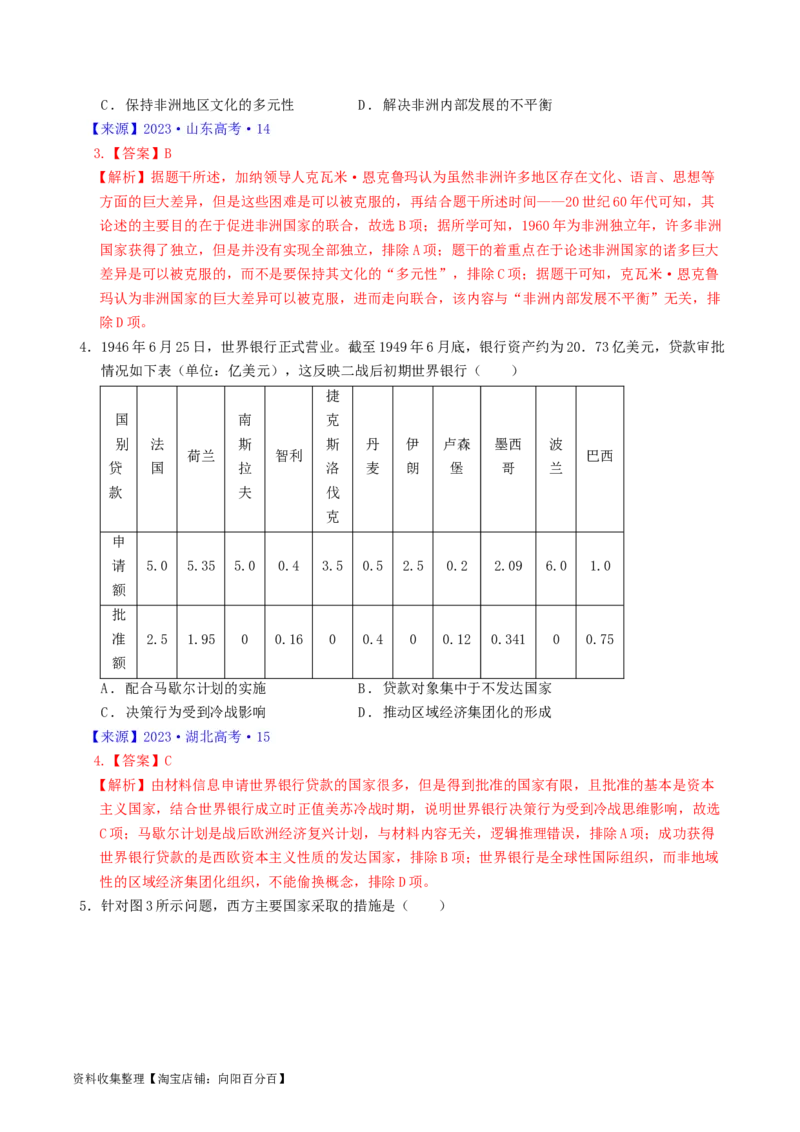 专题13第二次世界大战后：世界多元文明的竞争与发展（解析版）_07高考历史_通用版（老高考）复习资料_2024年复习资料_完五年（2019-2023）高考历史真题分项汇编（全国通用）