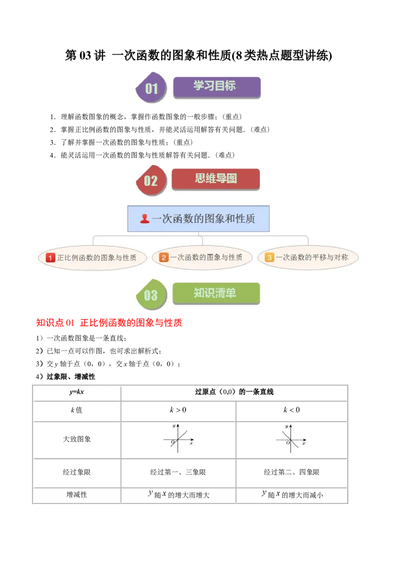 4.3讲一次函数的图象和性质(8类热点题型讲练)（解析版）_北师大初中数学_8上-北师大版初中数学_旧版_05习题试卷_帮课堂2023-2024学年八年级数学上册同步学与练（北师大版）