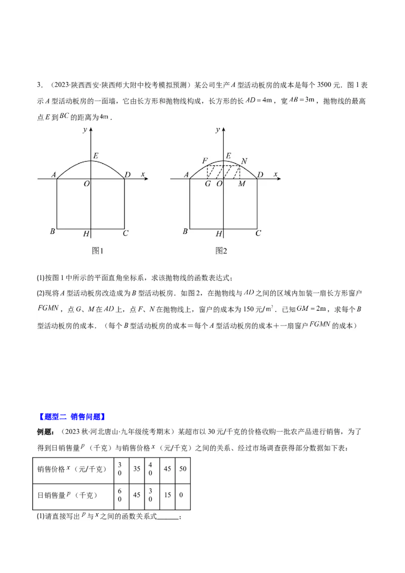 专题22.8实际问题与二次函数之六大题型(学生版)_初中数学_九年级数学上册（人教版）_重难点专题提优-V8