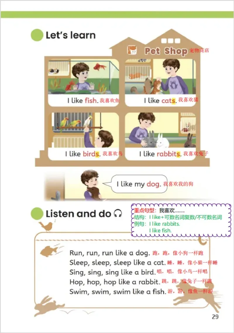 小学英语PEP3年级上册课堂笔记（24秋新教材）A4版_26春四年级上下册人教版_四上英语合集人教版PEP英语四年级上册新教材（教学视频+课件+动画+音频+练习+教案）_17练习资料