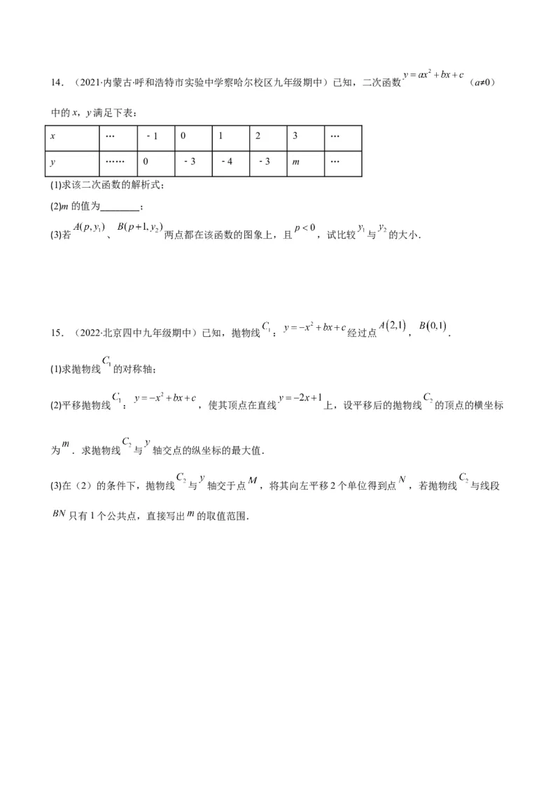 专题06待定系数求二次函数的解析式(原卷版)（重点突围）_北师大初中数学_9上-北师大版初中数学_06专项讲练_学霸满分2022-2023学年九年级数学上册重难点专题提优训练（北师大版）