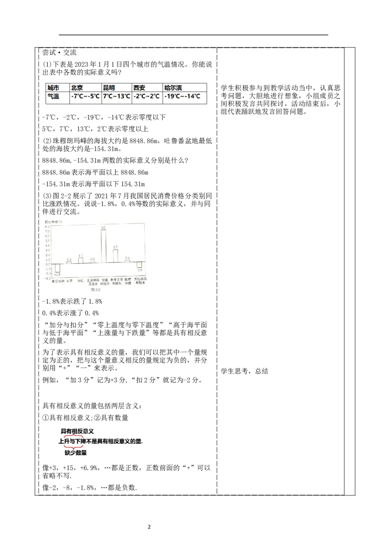 《2.1.1认识有理数》教学设计_北师大初中数学_7上-北师大版初中数学_7上-初中数学北师大（2024新版）持续更新_01课件+教案（大单元教学）