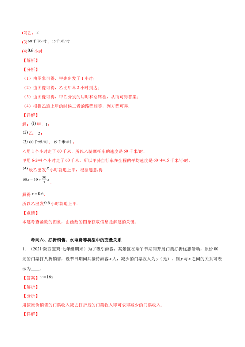 专题05变量之间的关系-七年级数学下学期期末考试好题汇编（北师大版）（解析版）_北师大初中数学_7下-北师大版初中数学_7下-初中数学北师大版（旧版）赠送_06专项讲练