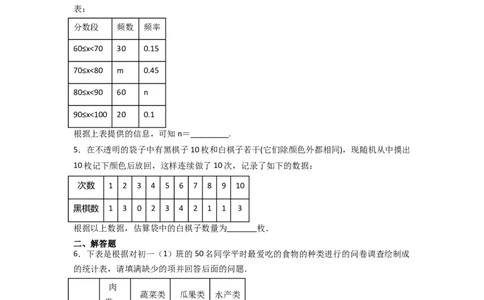 6.2频率的稳定性（分层练习）（原卷版）_北师大初中数学_7下-北师大版初中数学_7下-初中数学北师大版（旧版）赠送_05习题试卷_1课时练习_同步练习（第1套）