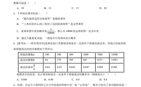 3.2概率的稳定性（含答案）_北师大初中数学_7下-北师大版初中数学_7下-初中数学北师大版（2025春季新版）持续更新_6.习题试卷_同步练习_第1套（齐全）