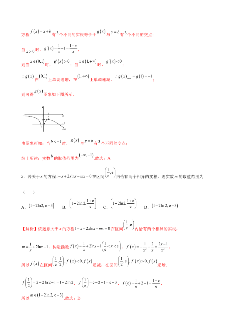 专题15利用导数研究方程的根(解析版)_02高考数学_新高考复习资料_2023年新高考资料_专项复习_2023年新高考数学之导数专项重难点突破（新高考专用）