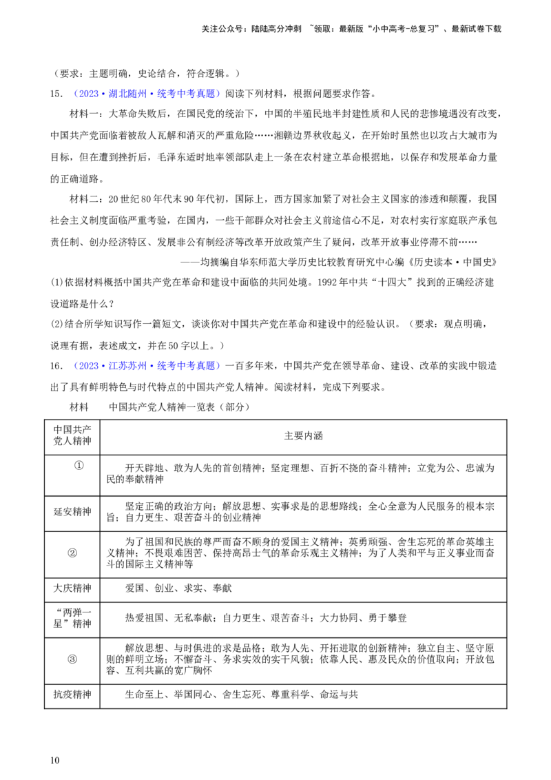 专题15观点论述类（小论文题）（含答题技巧，题型专练70题）（原卷版）_02中考总复习（2026版更新中）_06-历史-中考总复习_2024年中考复习资料_二轮复习
