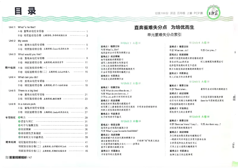 五年级英语上册人教PEP版24秋《王朝霞培优100分》_26春四年级上下册人教版_四上英语合集人教版PEP英语四年级上册新教材（教学视频+课件+动画+音频+练习+教案）_17练习资料