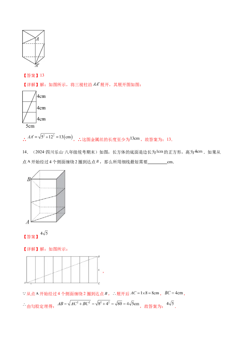 专题01勾股定理中的的最短路径模型（几何模型讲义）数学北师大版（教师版）_北师大初中数学_8上-北师大版初中数学_初中数学北师大8上-2025秋季新版_第二套推荐25_08专项讲练_2026版