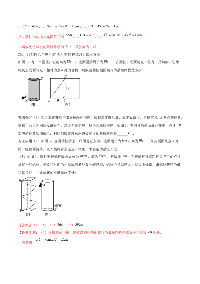专题01勾股定理中的的最短路径模型（几何模型讲义）数学北师大版（教师版）_北师大初中数学_8上-北师大版初中数学_初中数学北师大8上-2025秋季新版_第二套推荐25_08专项讲练_2026版