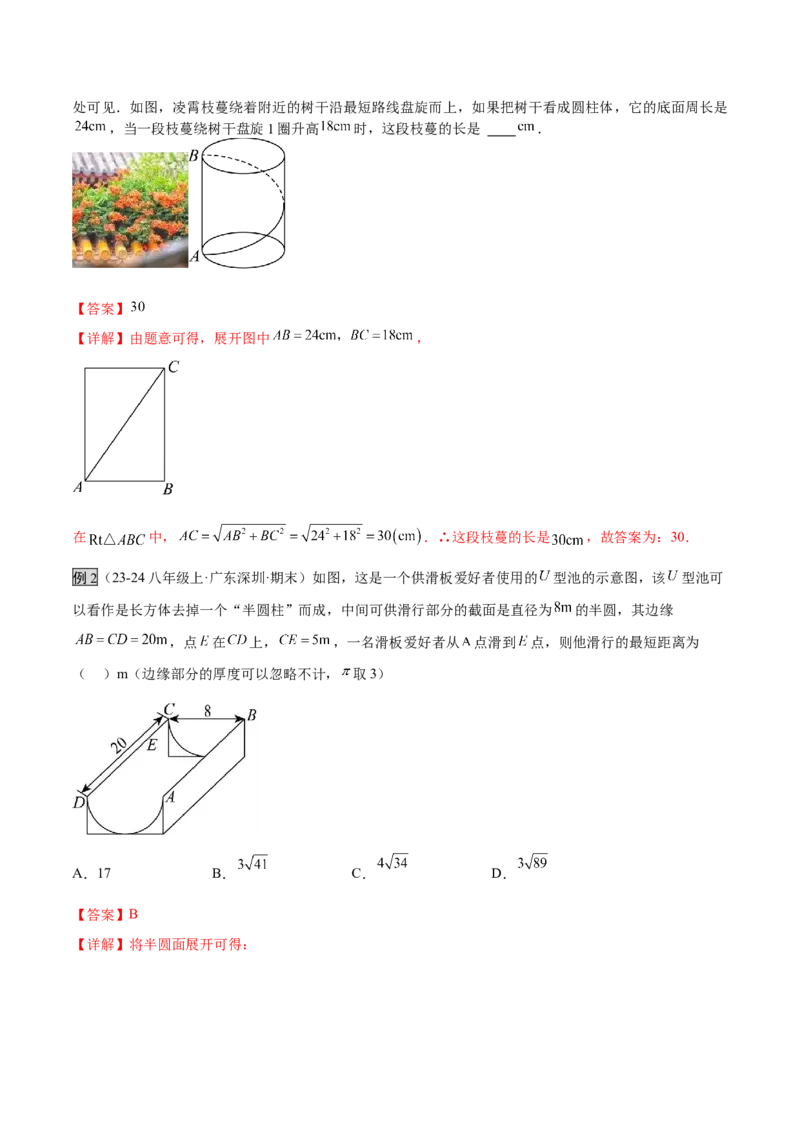 专题01勾股定理中的的最短路径模型（几何模型讲义）数学北师大版（教师版）_北师大初中数学_8上-北师大版初中数学_初中数学北师大8上-2025秋季新版_第二套推荐25_08专项讲练_2026版
