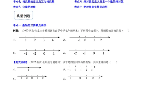 专题03数轴、相反数、绝对值(原卷版)（重点突围）-学霸满分2022-2023学年七年级数学上册重难点专题提优训练（北师大版）_北师大初中数学_7上-北师大版初中数学_06专项讲练