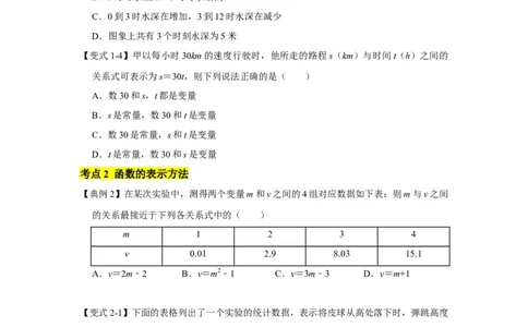 专题08变量之间的关系（原卷版）_北师大初中数学_7下-北师大版初中数学_7下-初中数学北师大版（旧版）赠送_06专项讲练_七年级数学下学期期末冲刺满分必刷常考压轴题（北师大版）