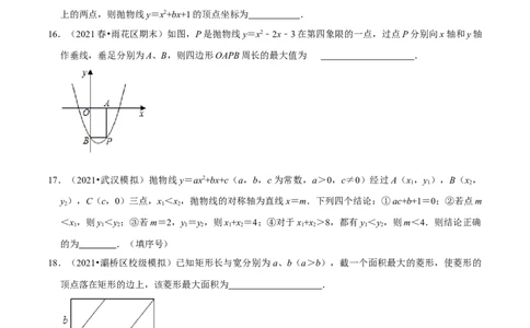 专题02二次函数的图像和性质（原卷版）-挑战压轴题九年级数学下册压轴题专题精选汇编（北师大版）_北师大初中数学_9下-北师大版初中数学_06专项讲练