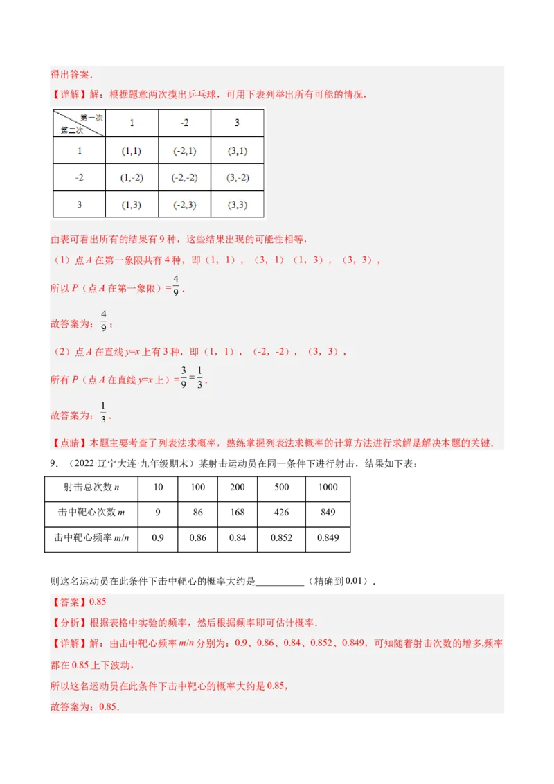 3.2用频率估计概率（分层练习）（解析版）_北师大初中数学_9上-北师大版初中数学_05习题试卷_1课时练习_同步练习（第1套）