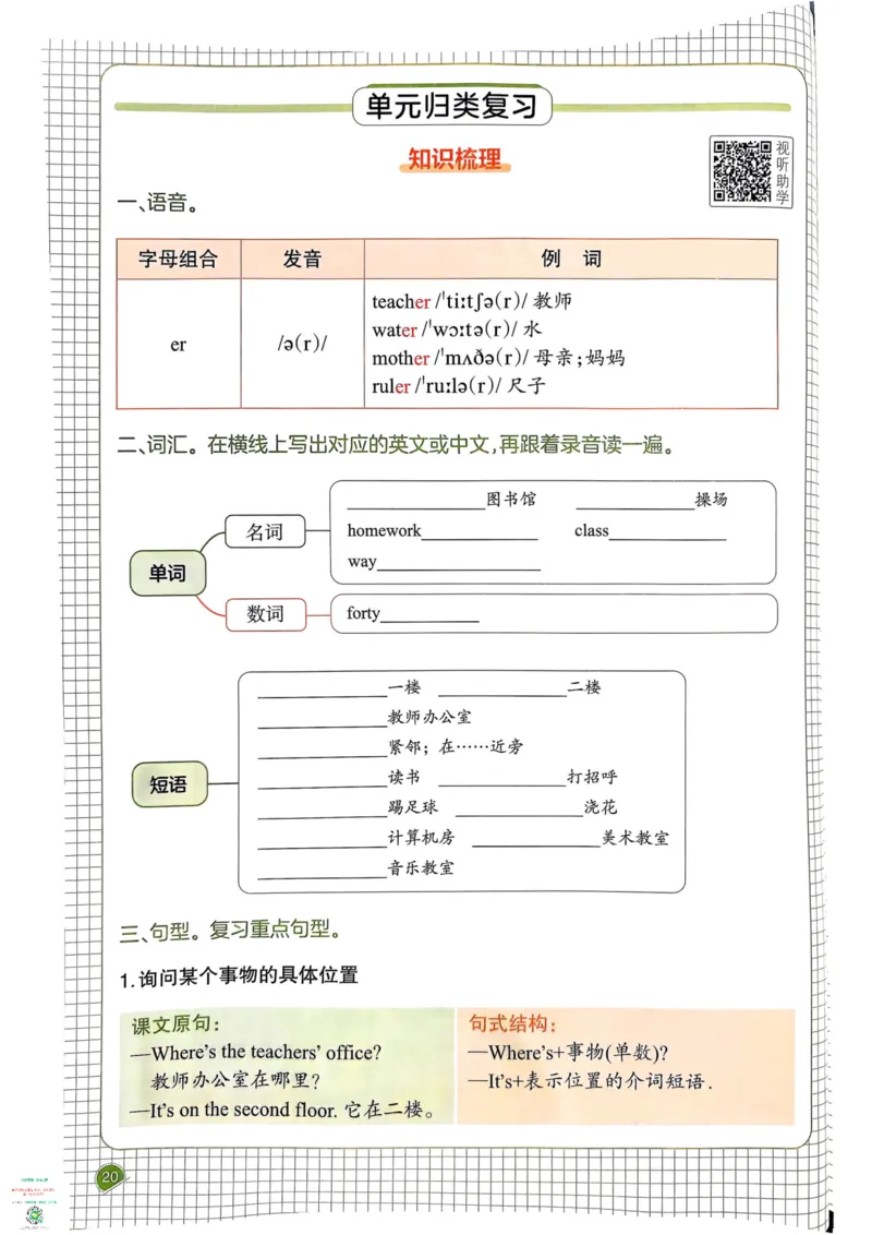 四年级英语下册25春人教PEP版《一本预习笔记》_26春四年级上下册人教版_四上英语合集人教版PEP英语四年级上册新教材（教学视频+课件+动画+音频+练习+教案）_17练习资料