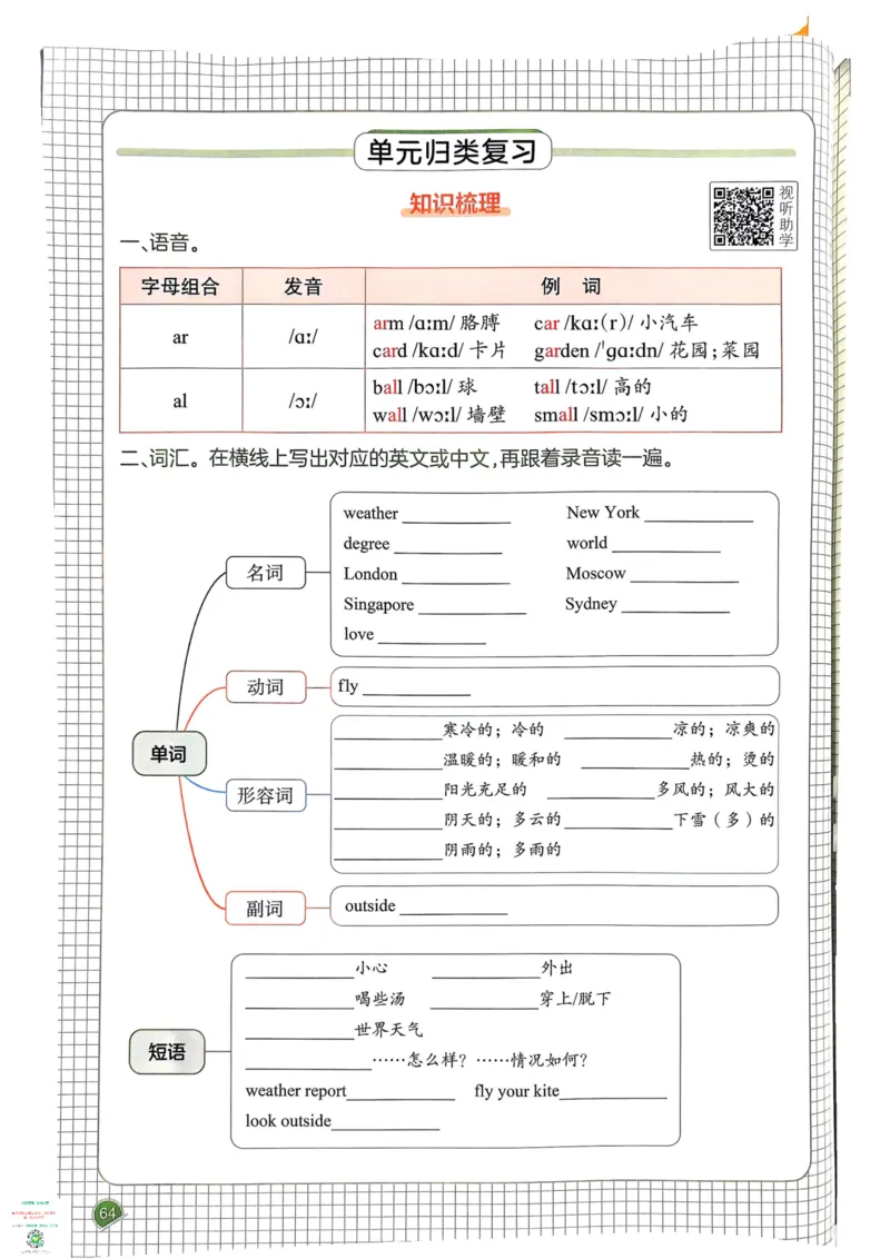 四年级英语下册25春人教PEP版《一本预习笔记》_26春四年级上下册人教版_四上英语合集人教版PEP英语四年级上册新教材（教学视频+课件+动画+音频+练习+教案）_17练习资料