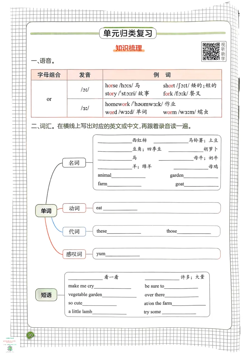 四年级英语下册25春人教PEP版《一本预习笔记》_26春四年级上下册人教版_四上英语合集人教版PEP英语四年级上册新教材（教学视频+课件+动画+音频+练习+教案）_17练习资料