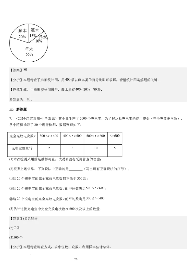 七上北师第6章数据的收集与整理（核心素养提升+中考能力提升+过关检测）（解析版）_北师大初中数学_7上-北师大版初中数学_7上-初中数学北师大（2024新版）持续更新_03课件+练习